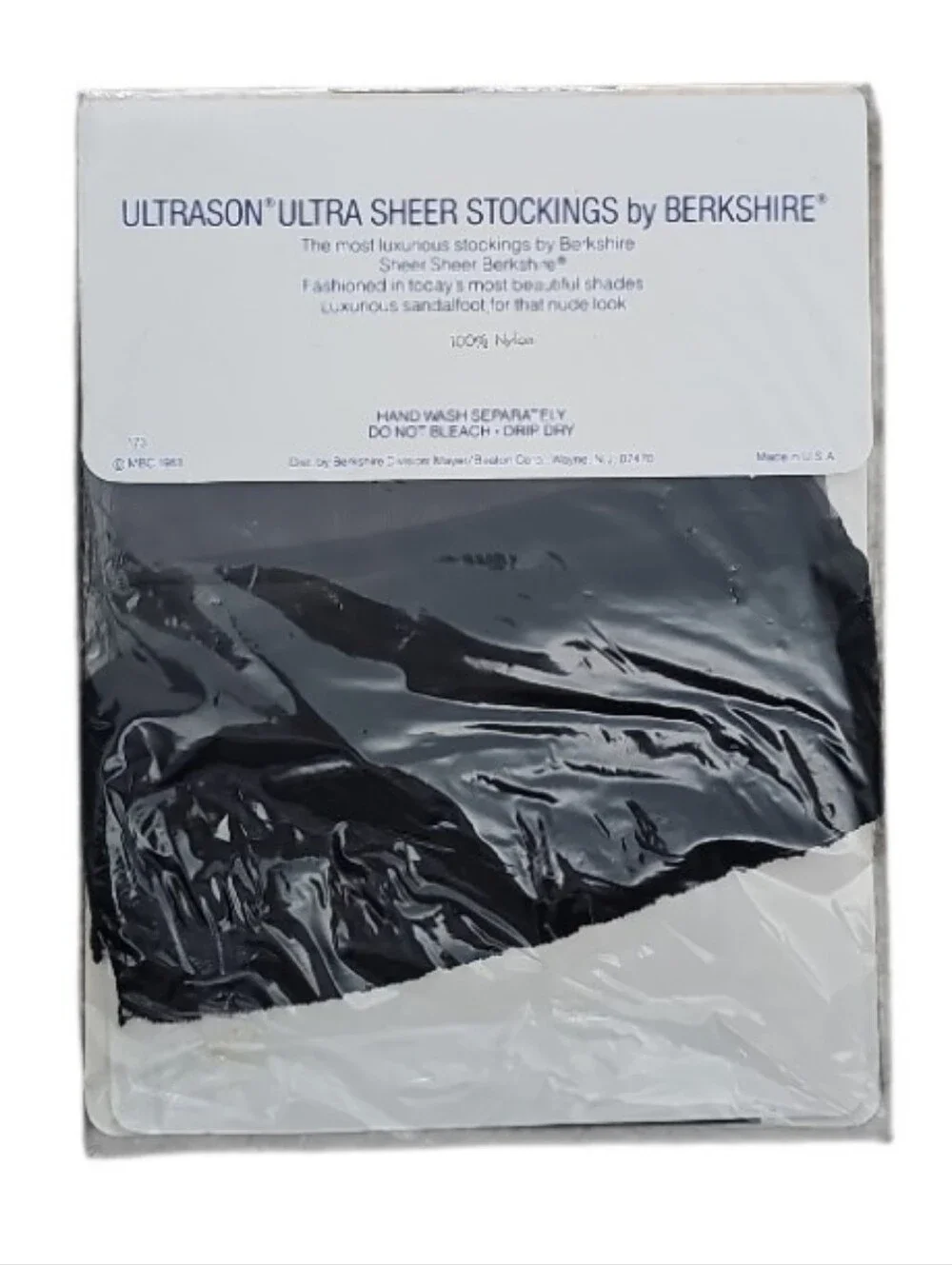 Vintage Berkshire Ultra Sheer Lace Top Stockings Black Medium NOS Hosiery 80s